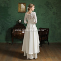 Knee Length Sleeve Pattern White Beach Style Long Back Sexy short front wedding dress